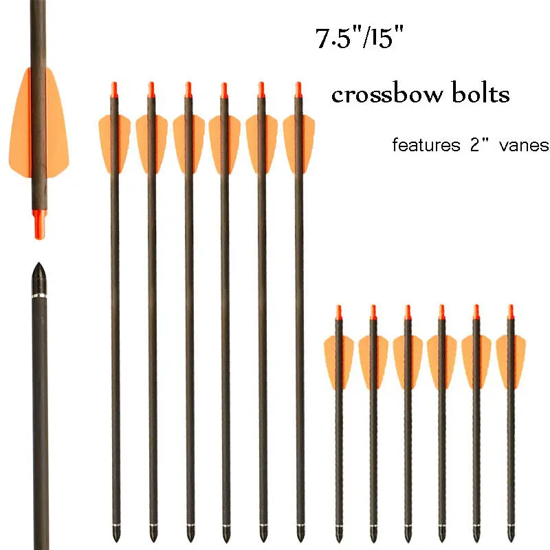 Pernos de ballesta de tiro con arco de 7,5 "y 15", flechas de cartón puro con puntas de flecha reemplazadas en Nock para caza al aire libre, 6 12 24 Uds. - imagen 2