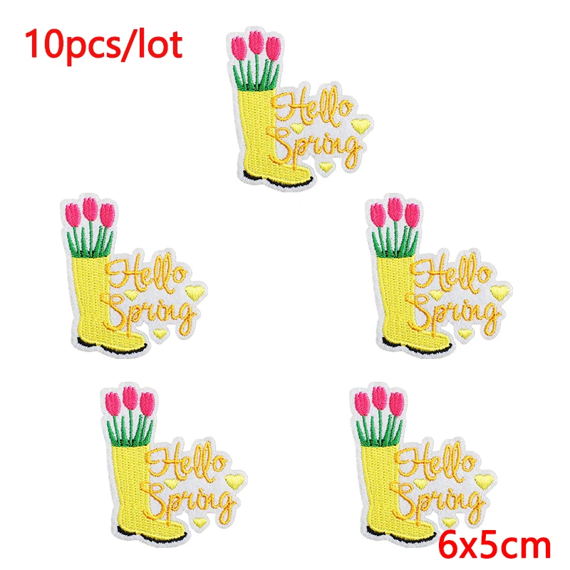 10 unids/lote de parches bordados con letras de dibujos animados para ropa, parches de flores para planchar para sudadera con capucha, insignia adhesiva termoadhesiva - imagen 4