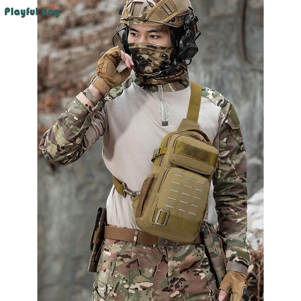 Bolso de pecho de camuflaje para hombre, bolso de hombro de viaje al aire libre, bolsas tácticas de nailon para senderismo, multifuncional AVA337 - imagen 3