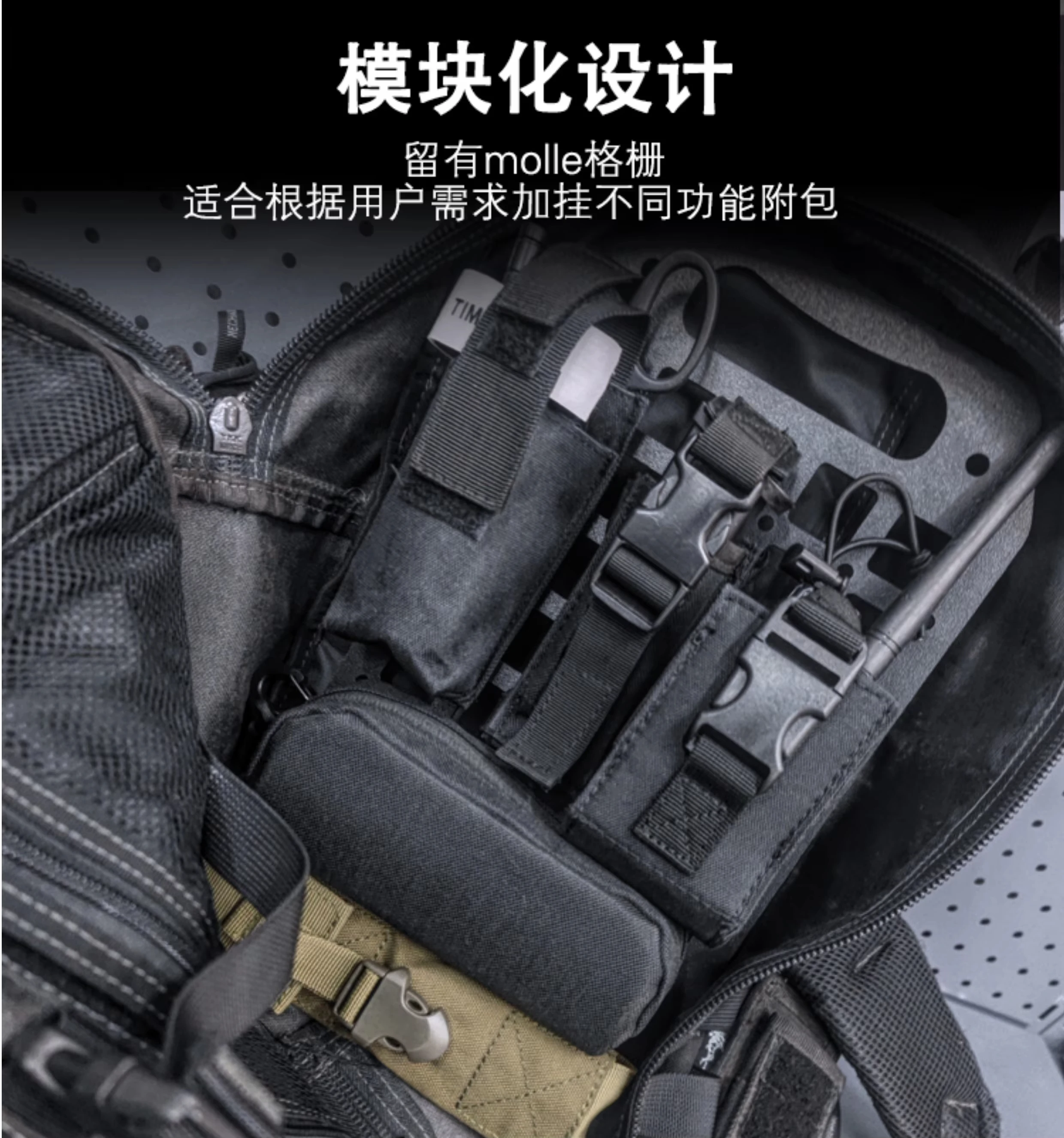 Tactical MOLLE Grid Panel for Backpack, Portable Storage Organizer with Pouch Attachment, Lightweight & Compact - imagen 4