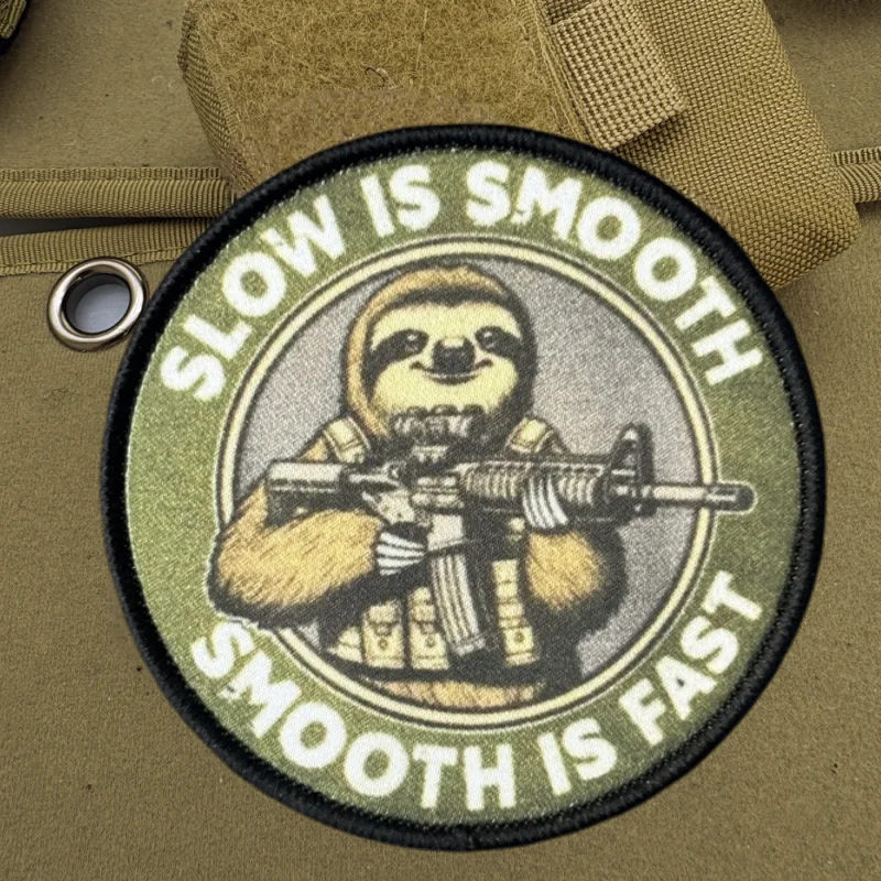 Parche de impresión lento, suave y rápido, chaleco táctico, insignia de moral con gancho y bucle, pegatina para mochila, parches para brazalete para ropa - imagen 5