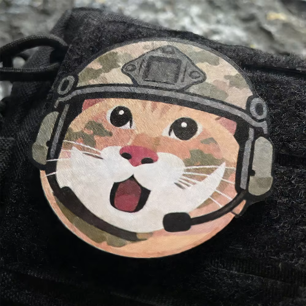 Parche Hakimi gato casco camuflaje táctico – Mochila y ropa - imagen 4