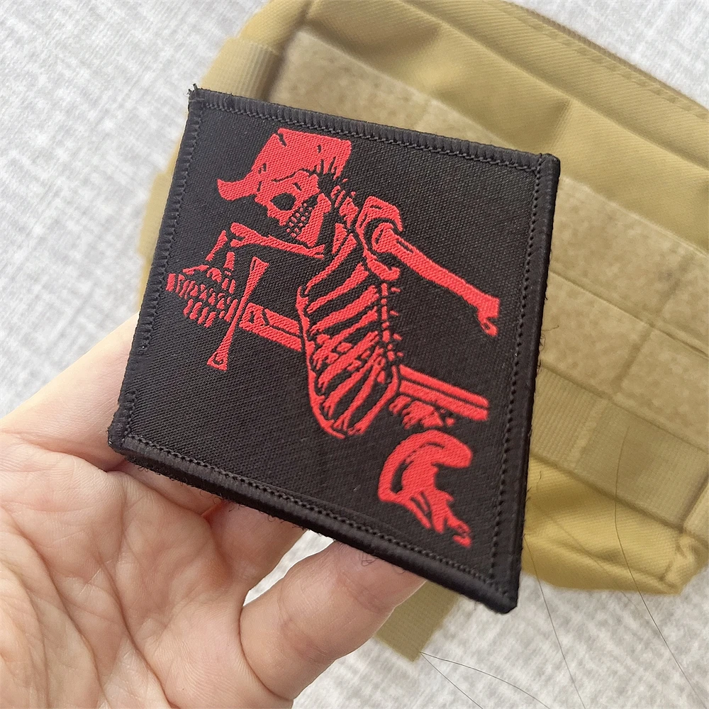 Parches de insignia de moral de calavera de pato amarillo, mochila táctica, pegatina de etiqueta tejida de advertencia Parental, Task Force Doomer TFD, esqueleto - imagen 2