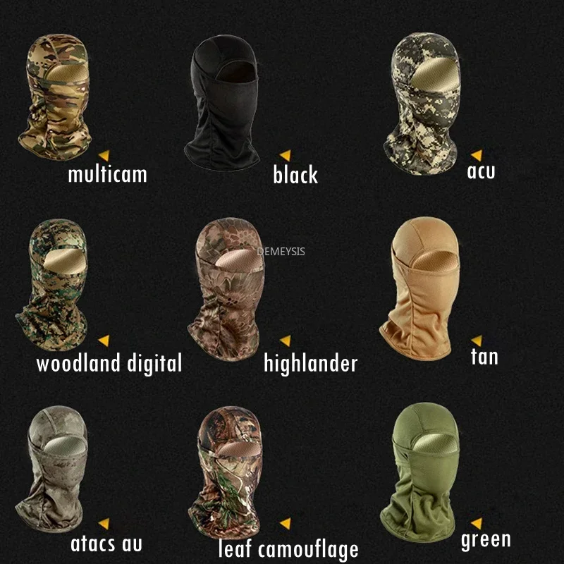 Pasamontañas de camuflaje táctico, máscara transpirable para combate de Paintball, máscara facial completa, Bandana para caza y tiro, capucha - imagen 2