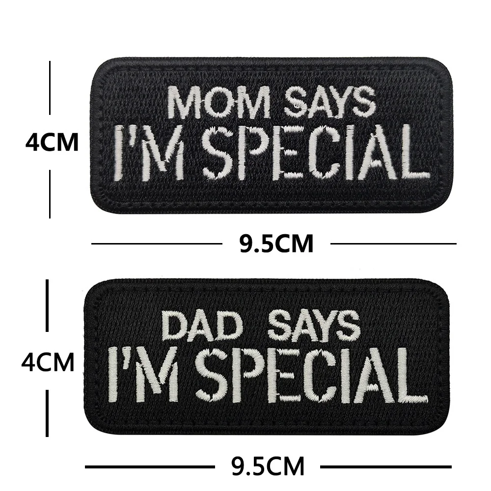 Parches bordados en inglés para mamá, papá, dice SOY, insignia de moral, brazalete táctico, pegatina para mochila - imagen 2