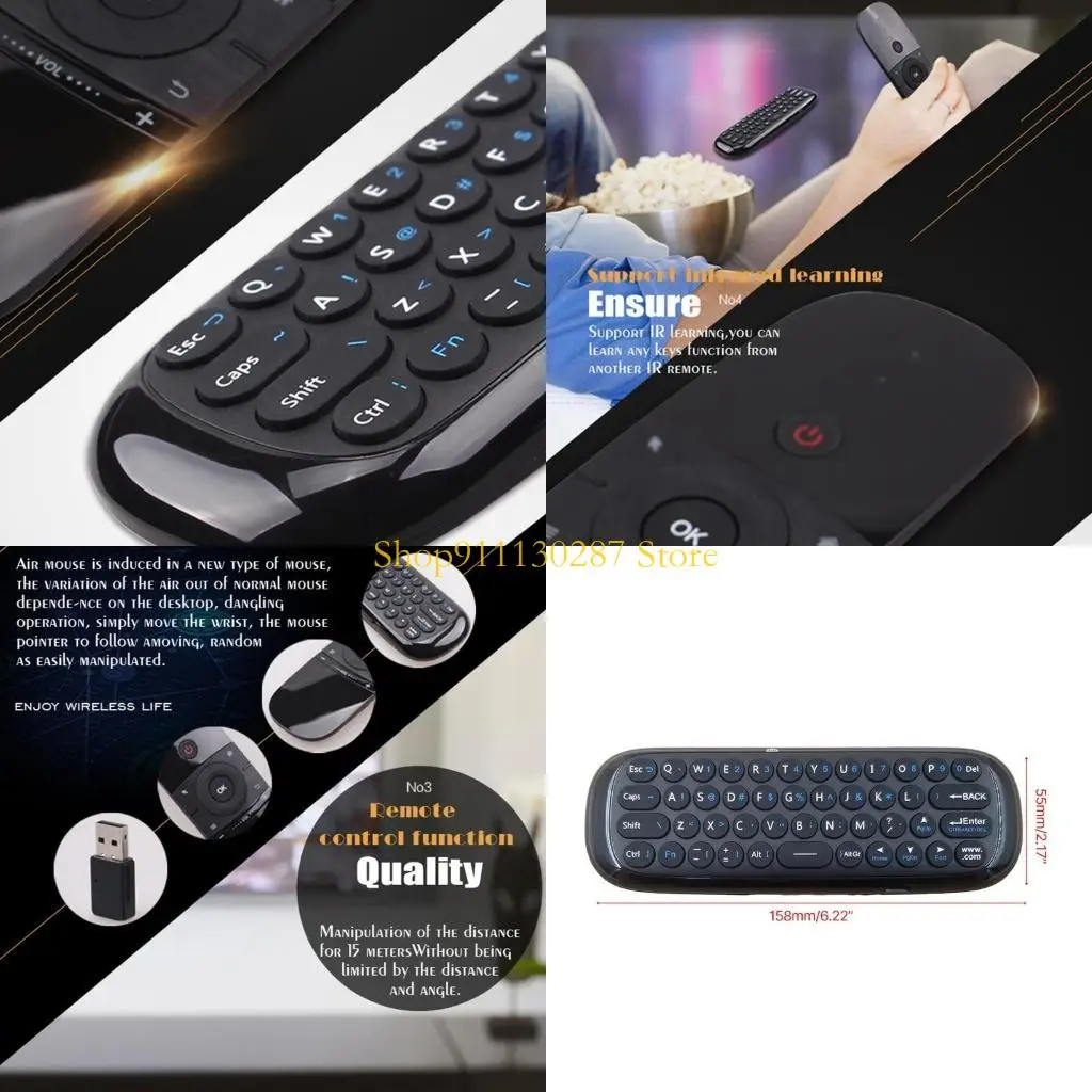 J1HC 2.4G Control remoto del teclado aire inalámbrico del mouse 2 en 1 para HTPC