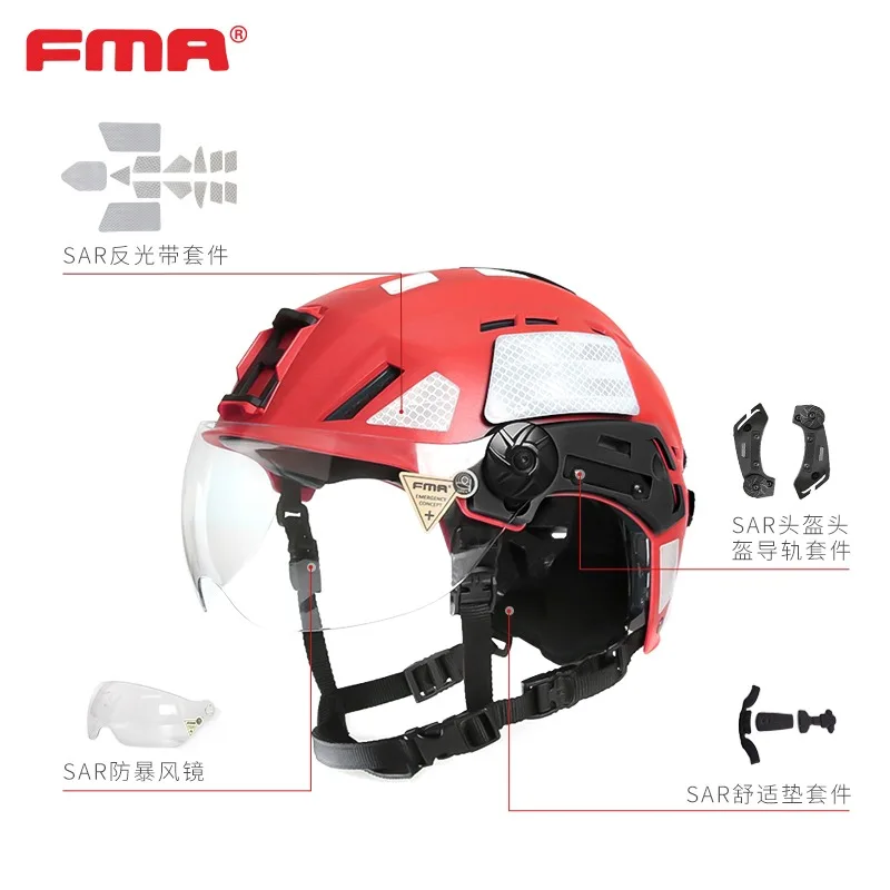 Casco de rescate táctico FMA airsoft, casco de emergencia de seguridad ajustable ligero contra incendios, cojín interior de espuma ABS + EPS ignífugo - imagen 4