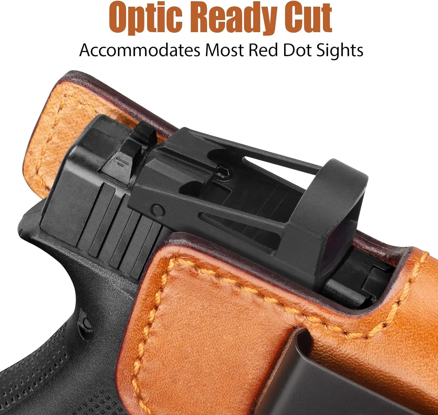 Para Glock 43,43X,43X MOS, funda de cuero IWB, funda de transporte oculta, cinturilla interior de apéndice, cinturones de 1,5 "-1,75", mano derecha - imagen 3