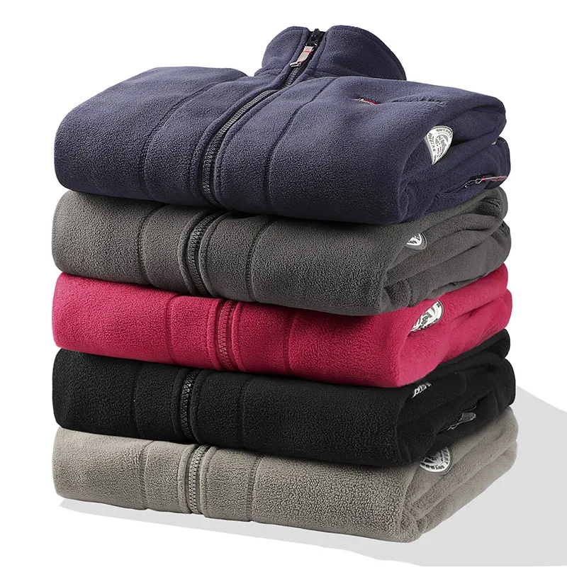 Chaqueta de lana para hombre, abrigo grueso informal con cremallera completa, doble cara, suave, táctico, senderismo, Invierno - imagen 2