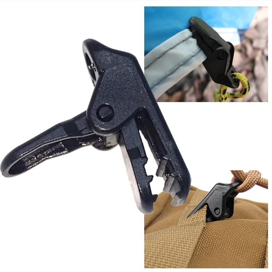 Hebilla de cuerda multifuncional reforzada de nailon, dosel para tienda de campaña al aire libre, clip de cocodrilo reforzado a prueba de viento, tienda impermeable fija, 10 Uds. - imagen 2
