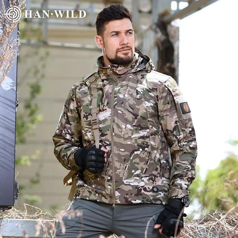 HAN WILD-chaquetas de lana tácticas de invierno para hombre, chaqueta Softshell de combate, cortavientos a prueba de viento, abrigo térmico para senderismo, ropa de escalada - imagen 3