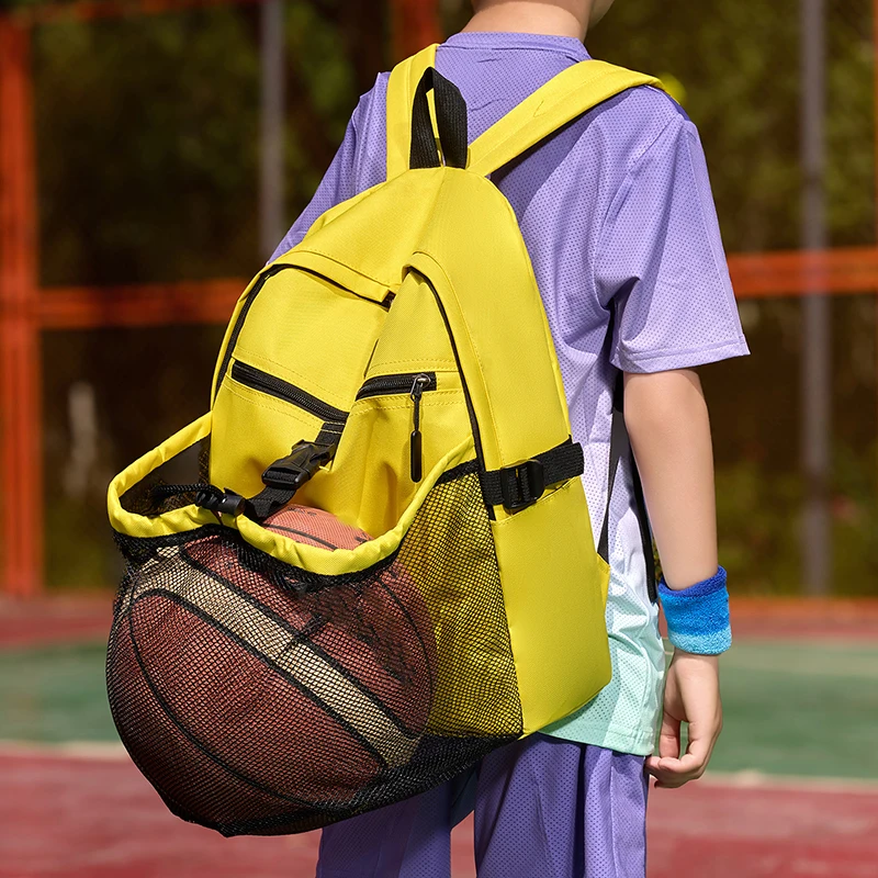 Mochila de entrenamiento de fútbol y baloncesto, bolsa de voleibol con bolsillo de malla para deportes al aire libre, bolsas de gimnasio, mochilas portátiles con cordón para estudiantes - imagen 3