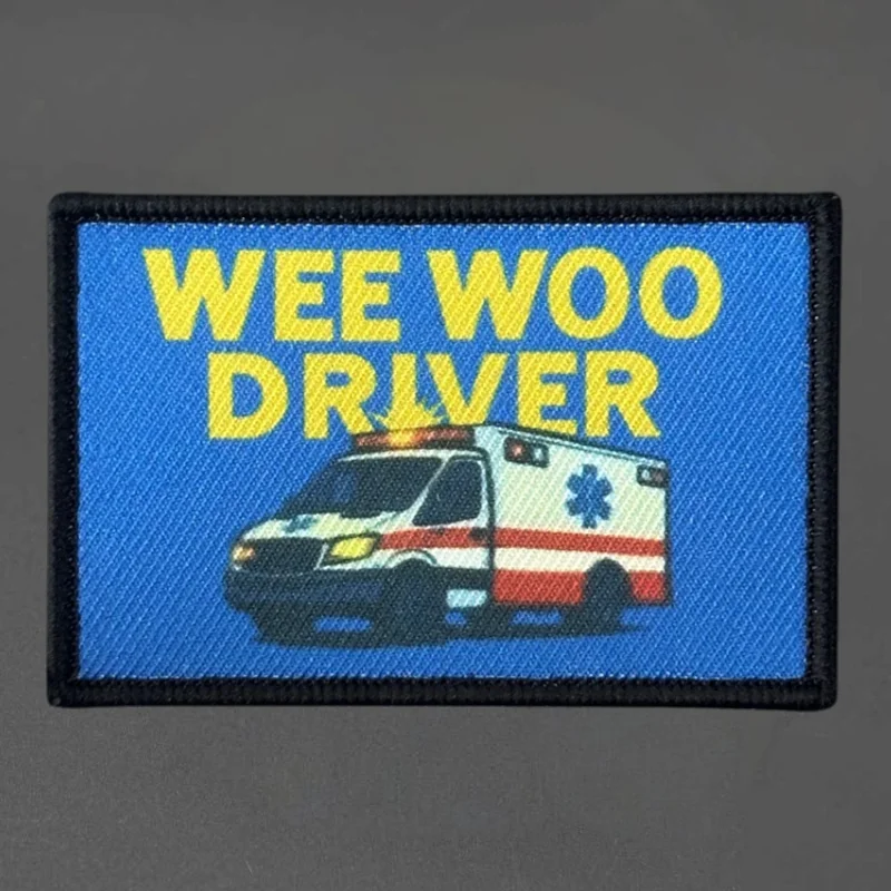 Parche estampado WEE WOO DRWER, chaleco táctico, gancho y bucle, sombrero, insignia de moral, mochila, pegatinas decorativas, parches para brazalete para ropa - imagen 2