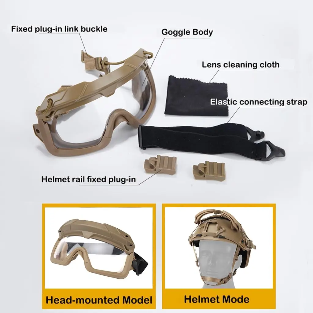 Casco táctico rápido con máscara, gafas y cubre cabeza Airsoft - imagen 3