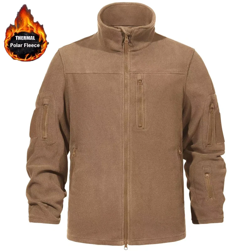 Chaqueta de lana para hombre, abrigos tácticos de invierno con cremallera completa, a prueba de viento, cálidos, para caza, Camping, senderismo, escalada, chaquetas de lana Polar para exteriores
