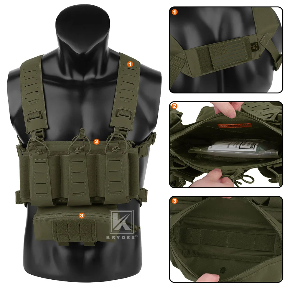 KRYDEX-plataforma de pecho táctica Triple elástico 556, bolsa para revistas, placa GP, Mini bolsa colgante, equipo de caza - imagen 2