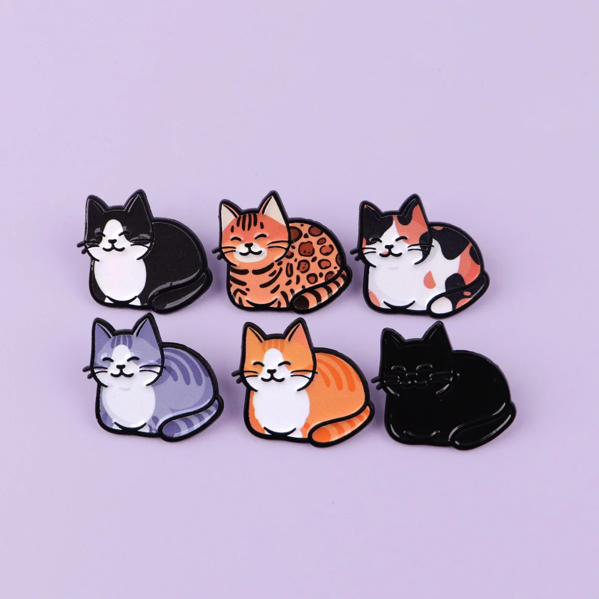 Juego de 6 Broches de Gato Gordo Esmaltados, Broches de Animales para Chaqueta, Mochila, Sombrero, Solapa, Insignia, Accesorio de Joyería Kawaii para Amantes de los Gatos, Regalo - imagen 5