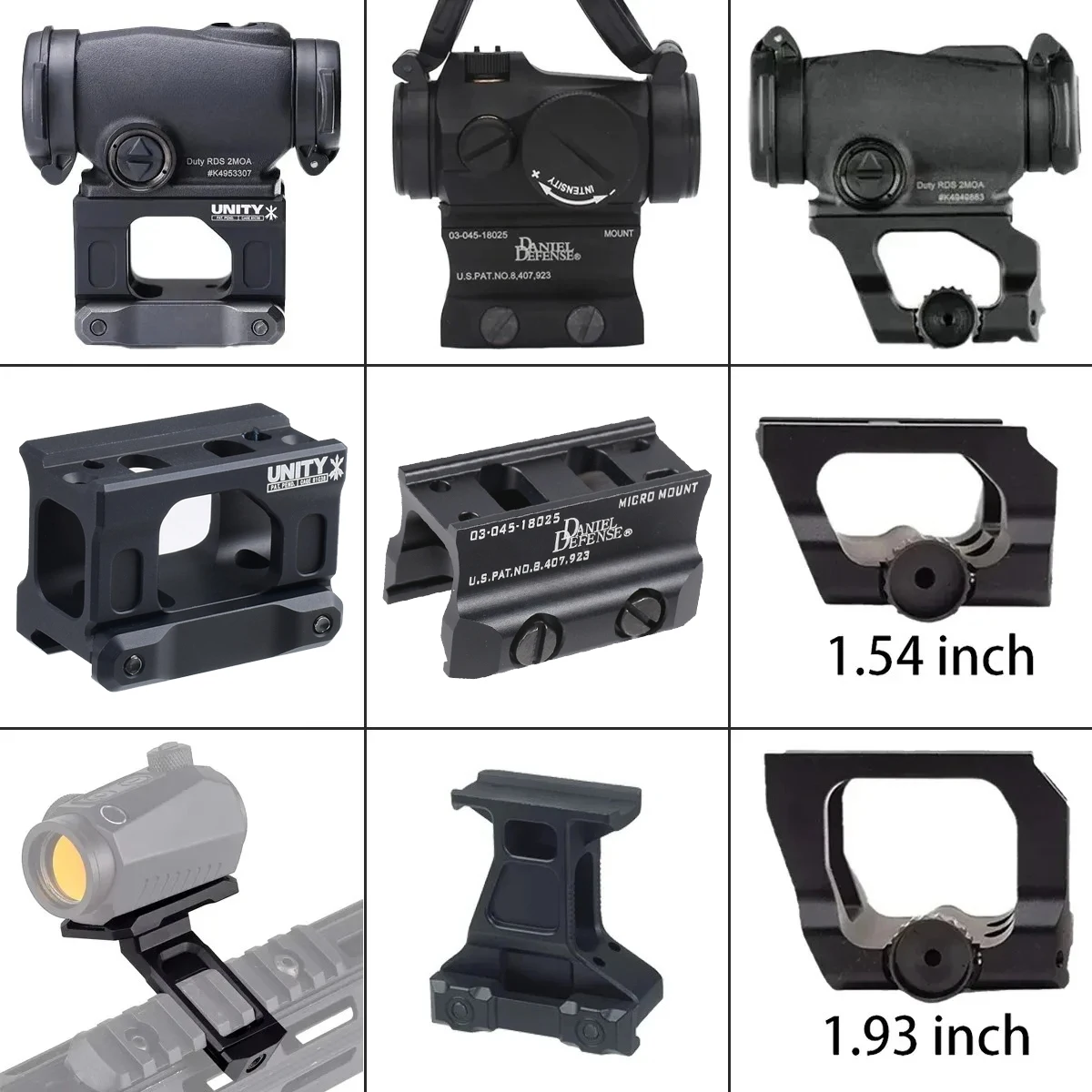 T01 T02 Red Dot Sight UNITY Soporte elevador rápido Duty RDS R5 Montaje offset 45 °   Base de alcance de mira de caza con soporte óptico de montaje lateral