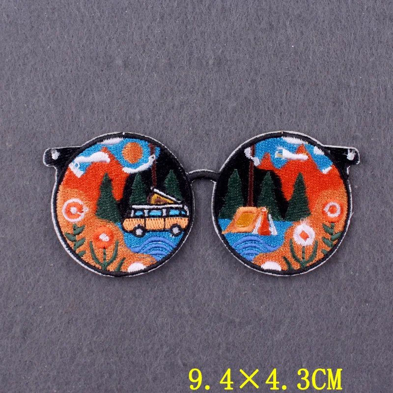 Parche de Camping para planchar en la ropa, parches de rayas para vacaciones, pegatinas de ropa, insignias de bucle de gancho de viaje DIY en mochila - imagen 4