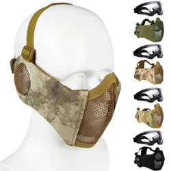 Máscara táctica de media cara Airsoft plegable de malla