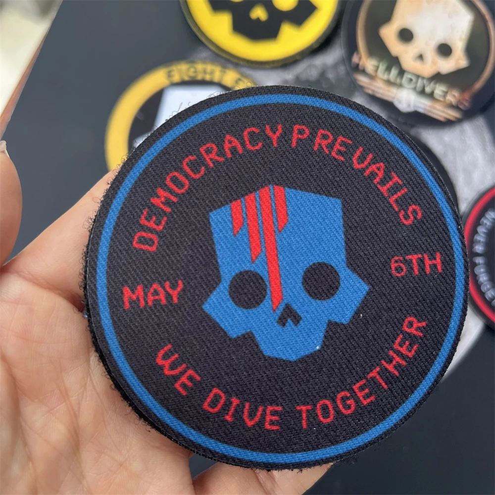 Hell Diver parches tácticos de moral de Calavera, revisión Orbital, Parche de bomba, insignia militar de incensario, pegatinas impresas - imagen 4