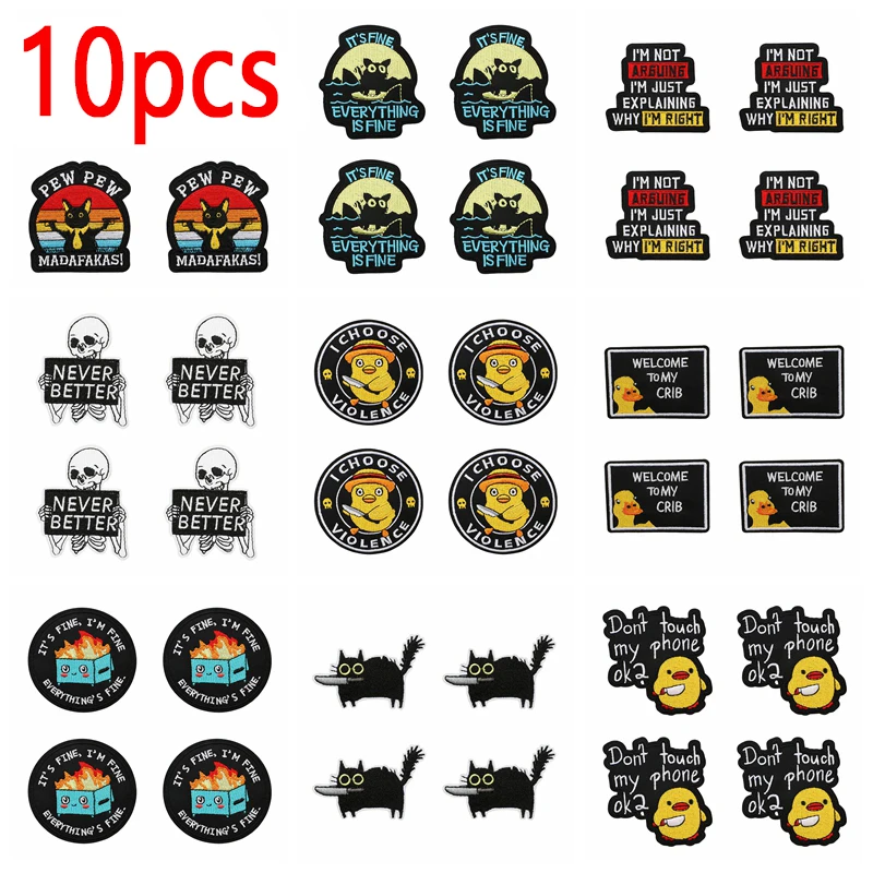 10 unids/set animales de dibujos animados parche de pato parches bordados planchar en parches para ropa chaquetas Jeans mochila coser pegatinas Decoración