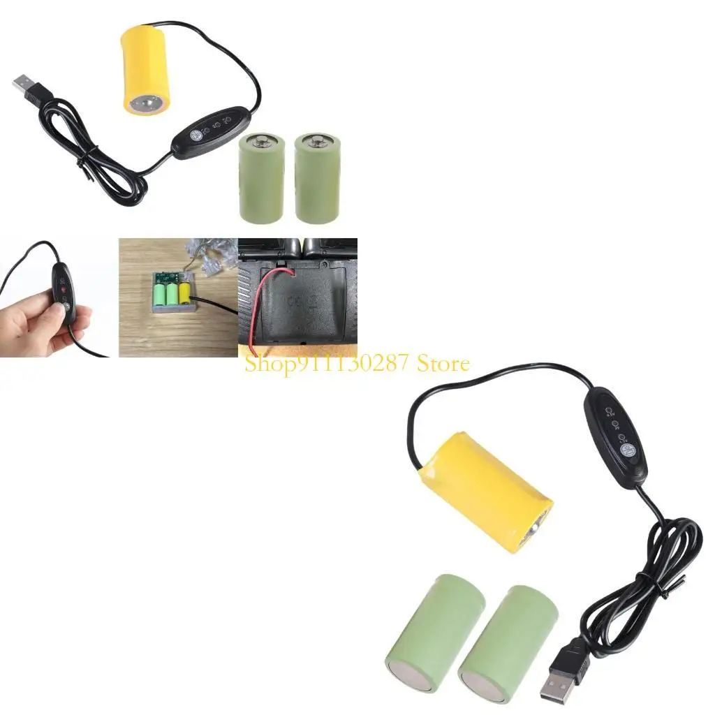 J1HC USB 5V a 1,5 V 3V 4,5 V tamaño D Cable eliminación batería Virtual Cable convertidor USB Línea alámbrica para luz