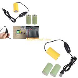 J1HC USB 5V a 1,5 V 3V 4,5 V tamaño D Cable eliminación batería Virtual Cable convertidor USB Línea alámbrica para luz