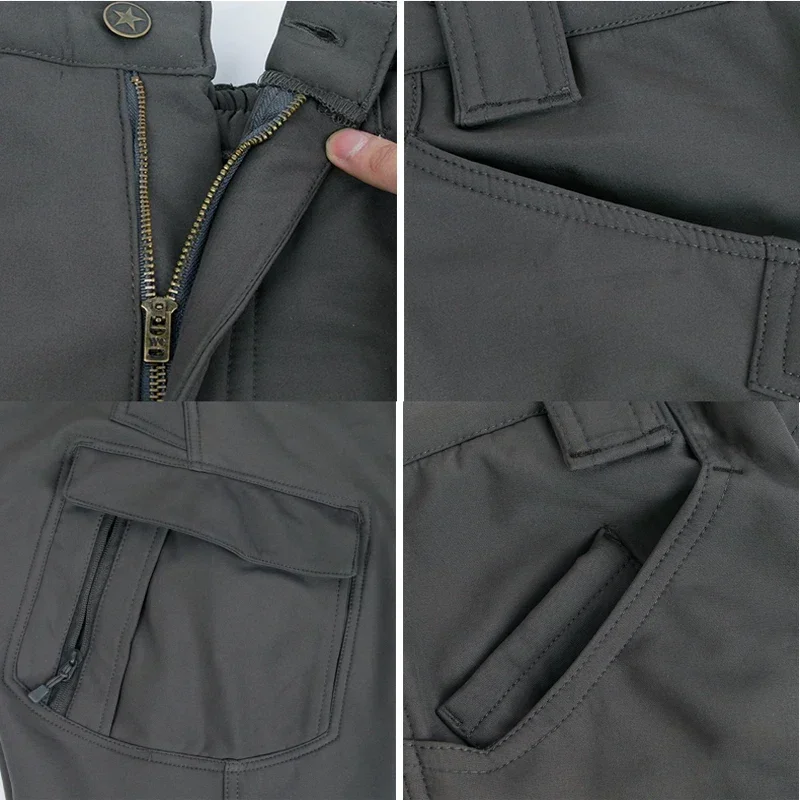 Pantalones tácticos para hombre, pantalones de combate de camuflaje impermeables a prueba de viento de lana de concha suave, pantalones de Trekking resistentes al desgaste con múltiples bolsillos S-4XL - imagen 2