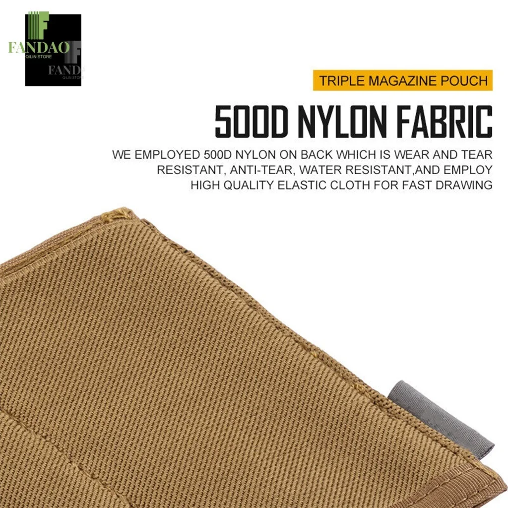 Bolsa táctica Triple Mag de 5,56/7,62mm, bolsas MOLLE de extracción rápida para revistas para caza CS Wargame, riñonera, funda, accesorios de equipo - imagen 5