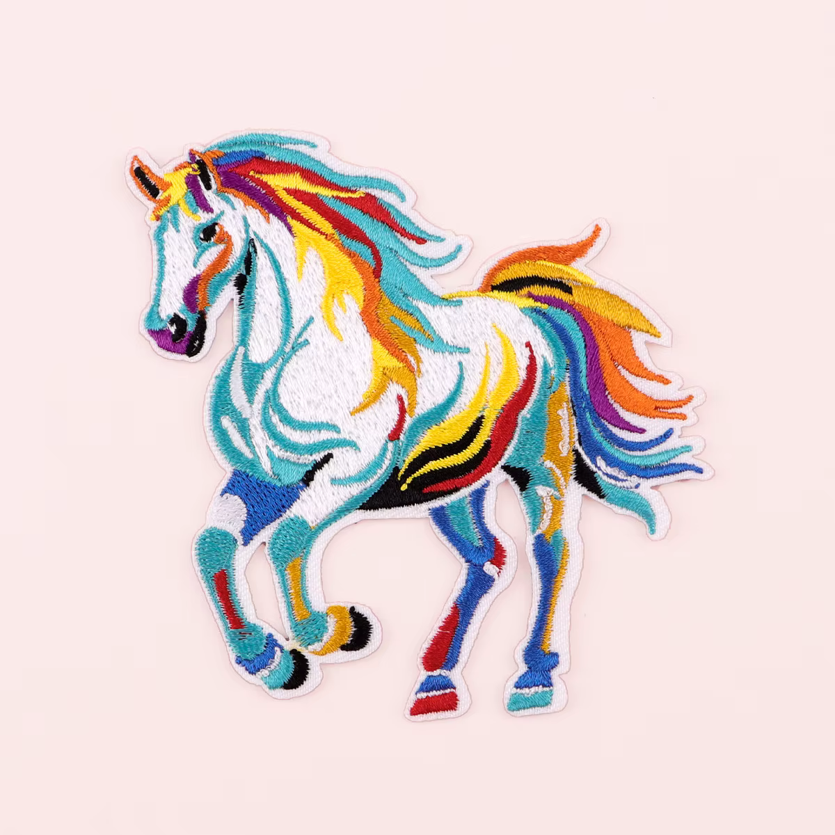 Parche termoadhesivo bordado caballo colorido para ropa–Costura - imagen 4