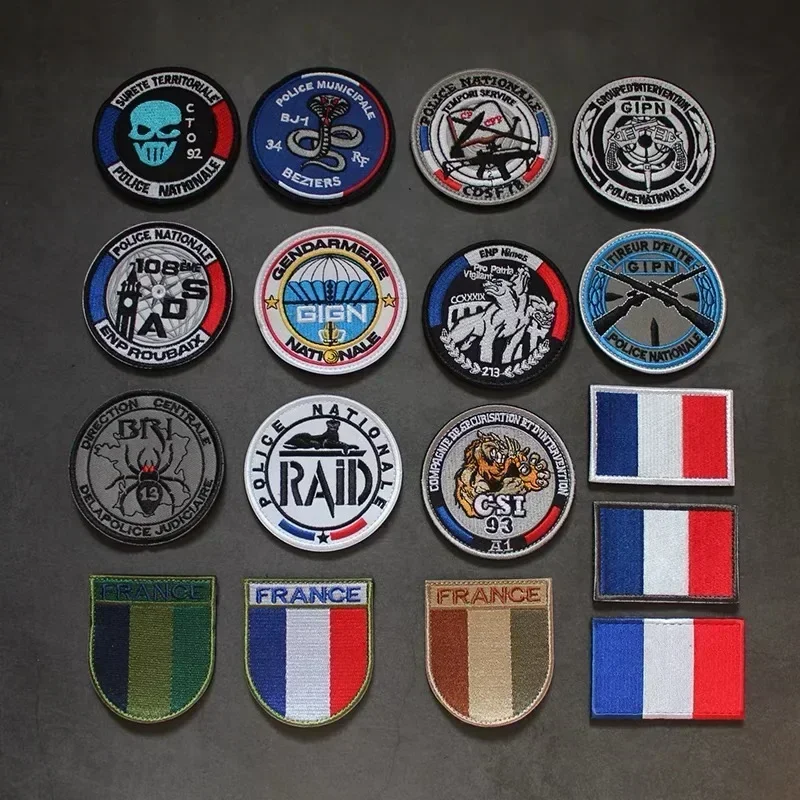Parches bordados GIGN GIPN BRI, parche táctico de gancho y bucle francés para exteriores, insignia de moral militar, apliques de combate, ropa, mochila - imagen 2