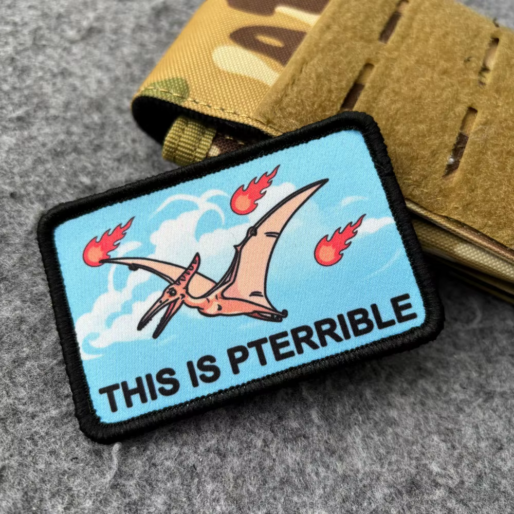 Parche táctico dinosaurio con gancho y bucle para mochila - imagen 4