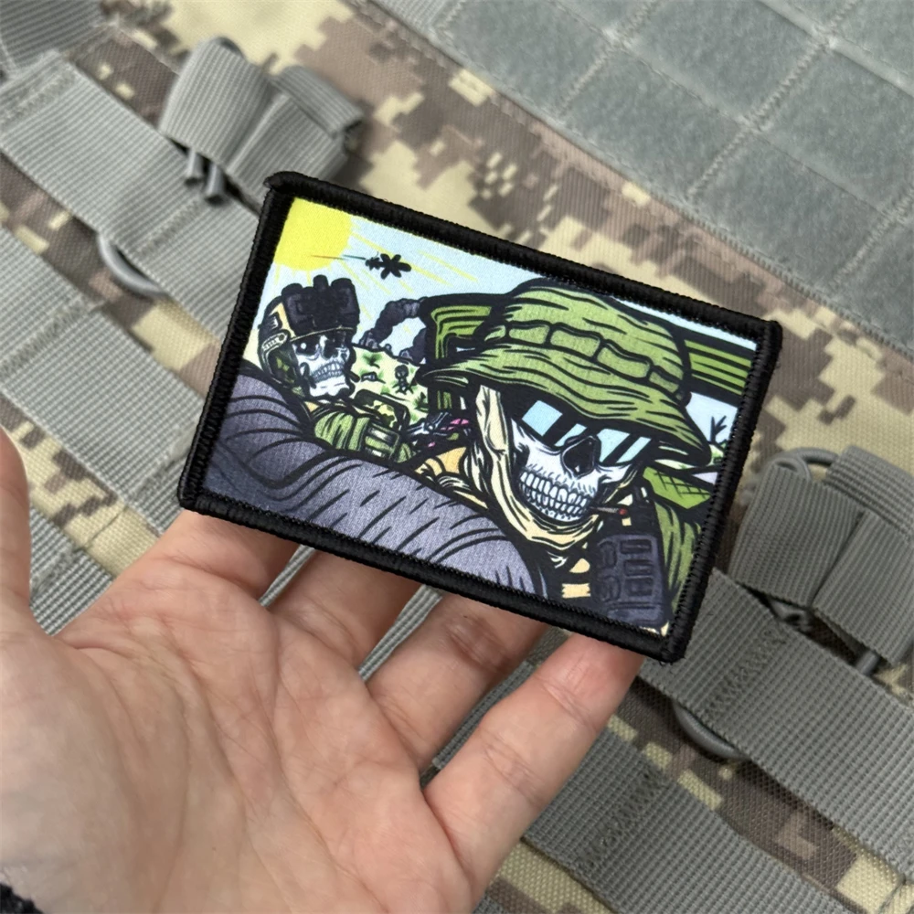 Parche "Fear and Hatred", calavera táctica, moral militar, apliques personalizados, pegatina para mochila, parches impresos con gancho para ropa - imagen 5