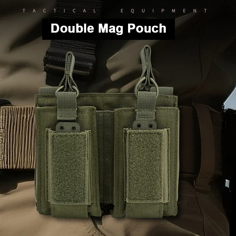 Bolsa doble con tapa abierta, bolsas para revistas de 9mm,5.56.762, mochila Mag Molle, equipo de caza, 2 capas para 2 bolsas - imagen 2