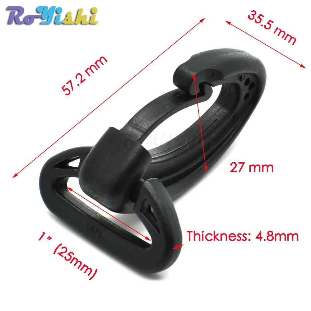 Ganchos de presión de plástico resistentes para correas de mochila con cordón de Paracord tejido, color negro - imagen 3