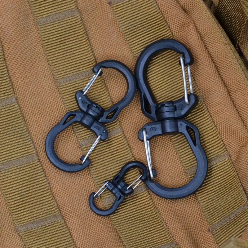 Ganchos giratorios multifuncionales de doble punta, ganchos elásticos de plástico, llavero bidireccional grande, mediano, pequeño y negro - imagen 2