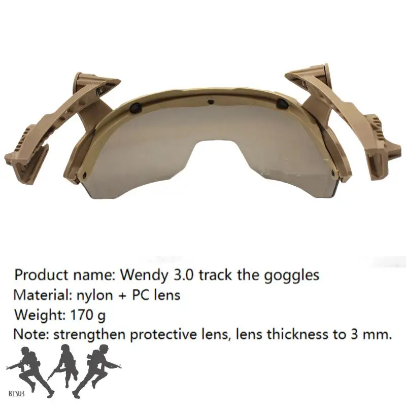 Gafas abatibles para caza Airsoft, casco táctico del equipo Wendy EX3.0, visera de montaje en riel, gafas abatibles hacia arriba para casco FAST/MICH - imagen 2