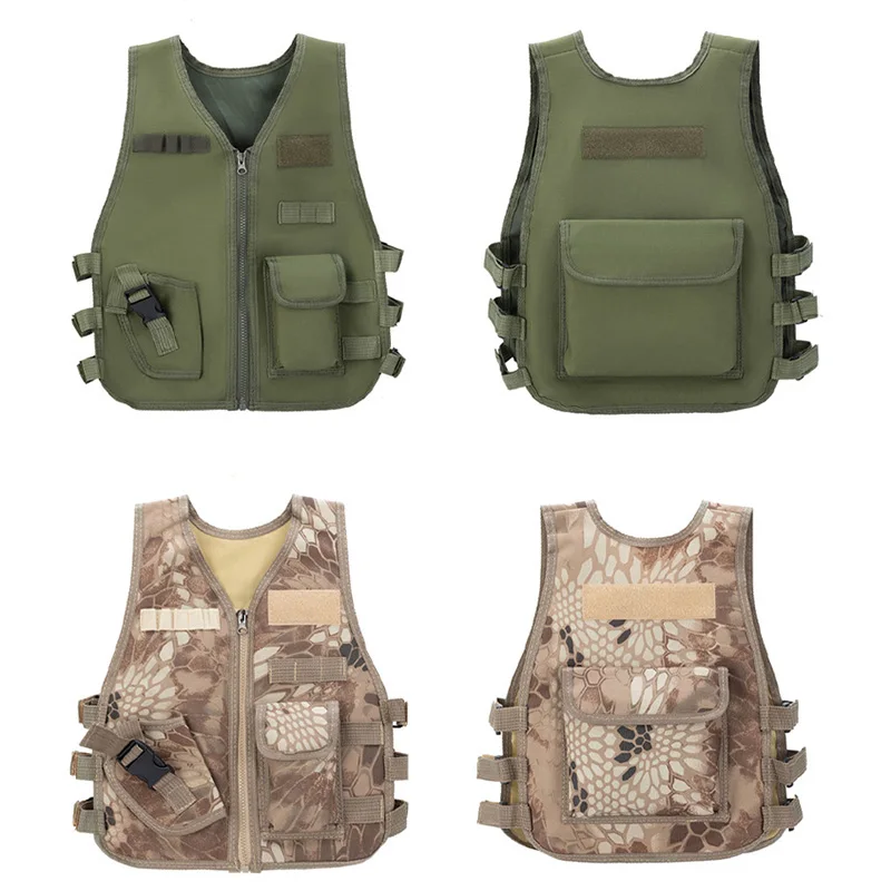 Ropa militar de caza de camuflaje para niños, chaleco CS Airsoft, chalecos militares tácticos, disfraz de Cosplay, uniforme de francotirador, abrigo, equipo - imagen 5