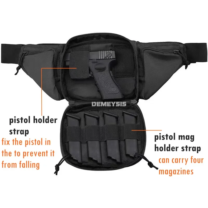Riñonera para pistola táctica de transporte oculto, bolsa para pistola de caza al aire libre, cinturón, funda protectora para transporte de pistola - imagen 4
