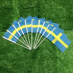 SKY FLAG Bandera de mano sueca poliéster doble cara 14x21cm-Decoración