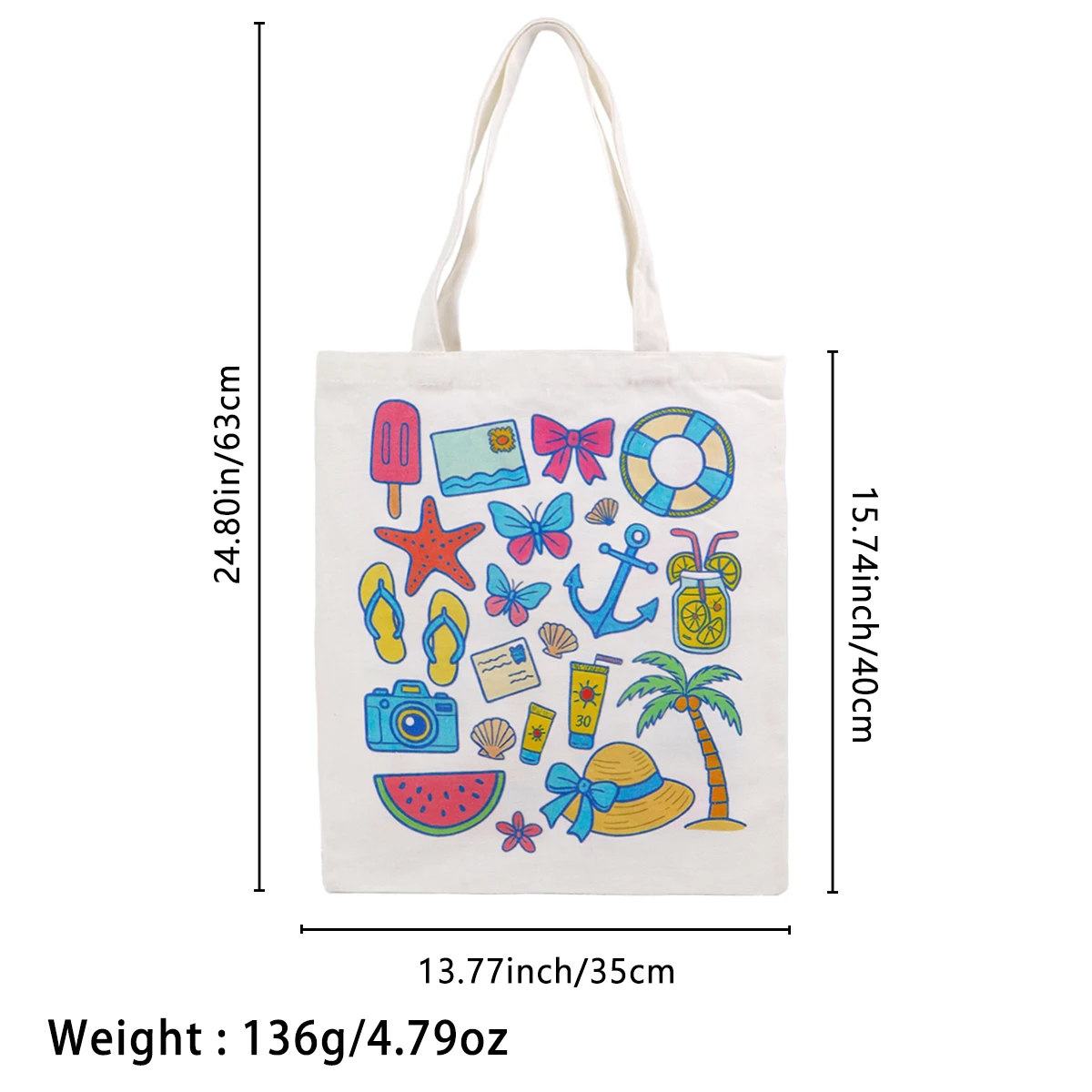 Bolso de lona para playa, bolso de mano plegable, organizador de almacenamiento portátil, bolso de compras para mujer, bolso de hombro de colegio - imagen 5