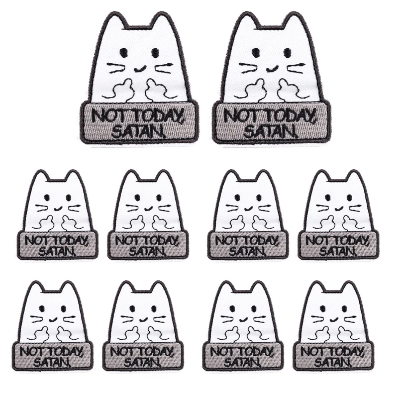 Parches bordados de gato para planchar/coser en la ropa, pegatinas de dibujos animados de animales, 10 unidades por lote - imagen 5