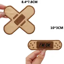 Parche I'M OK, insignia bordada, aplique de costura, etiqueta punk, parches de motorista con respaldo de gancho