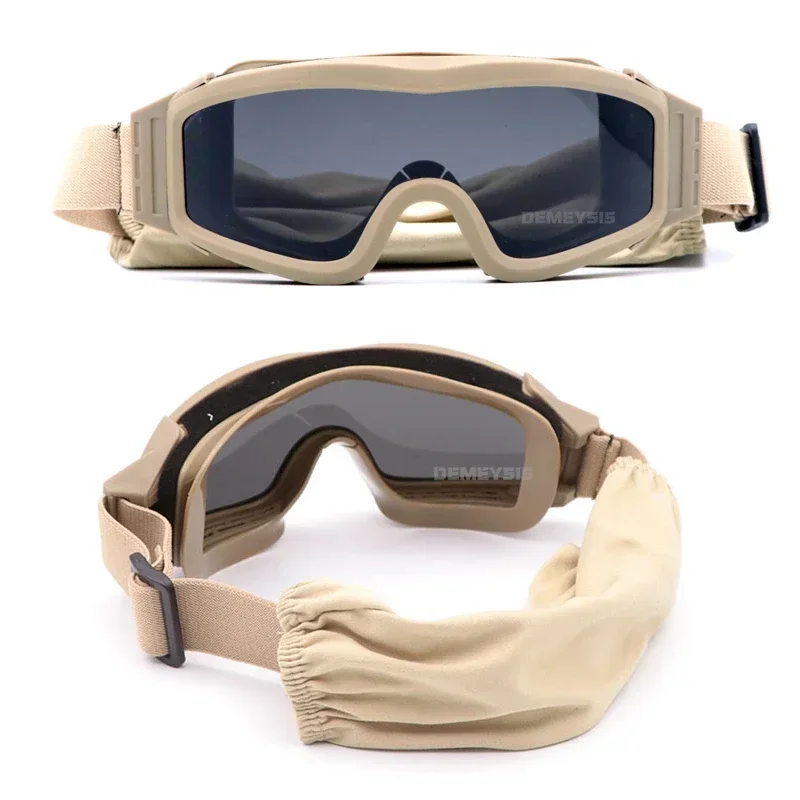 Gafas tácticas Airsoft, 3 lentes intercambiables, a prueba de viento, a prueba de polvo, para disparar, Motocross CS, gafas protectoras militares para deportes - imagen 4