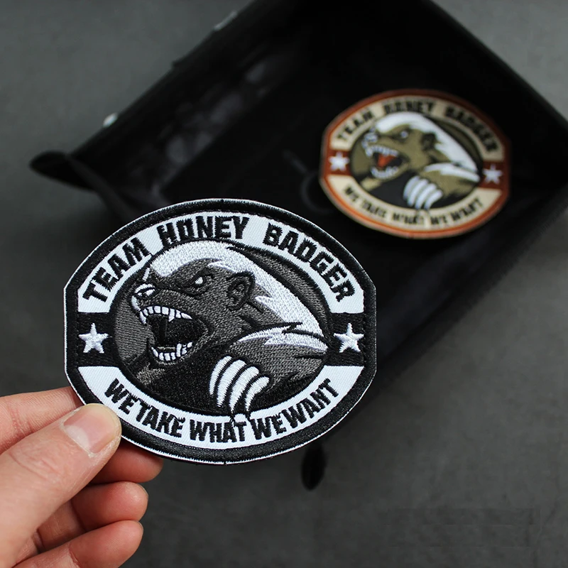 Accesorios para bolsa al aire libre, insignia poligonal bordada Pingtouge de tejón de miel, mochila, cortavientos, chaqueta de moral, parche con gancho - imagen 3