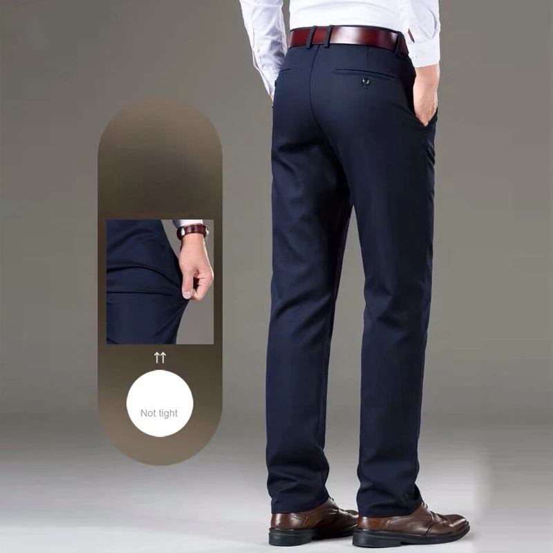 Lyocell-Pantalones de algodón para hombre, Pantalones masculinos de corte Regular, elásticos, rectos, resistentes al desgaste, a la moda, nuevos - imagen 4