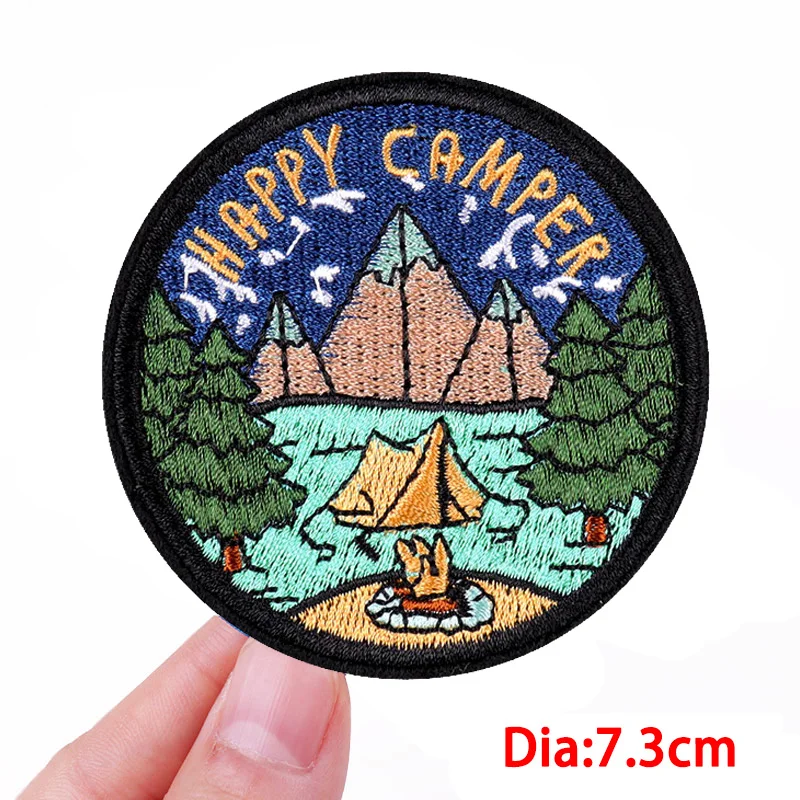 Parche bordado para acampar/aventura en montaña, parche para explorar, parches termoadhesivos para ropa, bricolaje - imagen 3