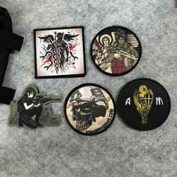 Parche táctico moral calavera con velcro para mochila y uniforme