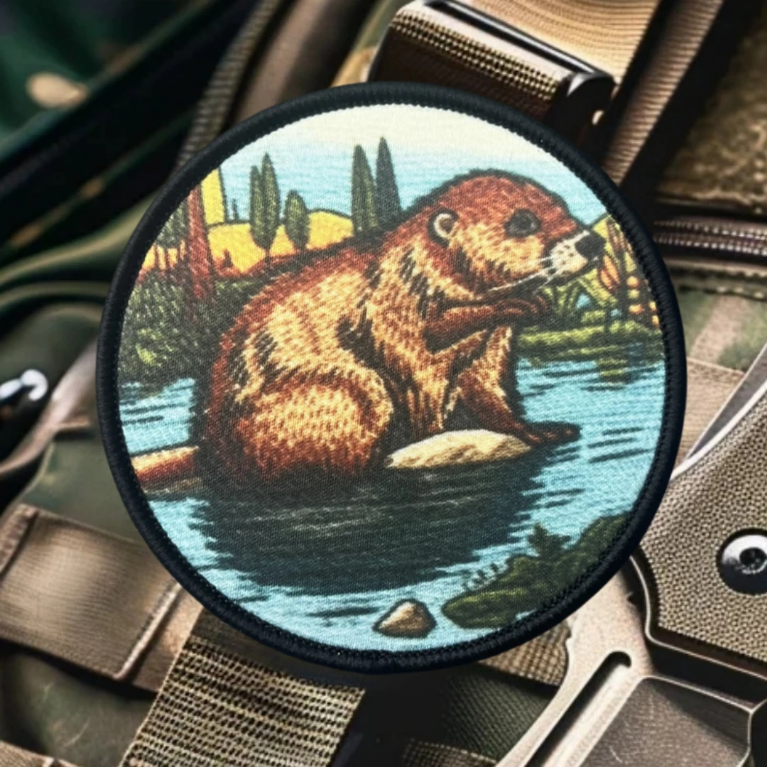 Parche de castor en el estanque, insignia de moral táctica, pegatina para mochila del ejército militar, parches de gancho y bucle impresos para ropa - imagen 4